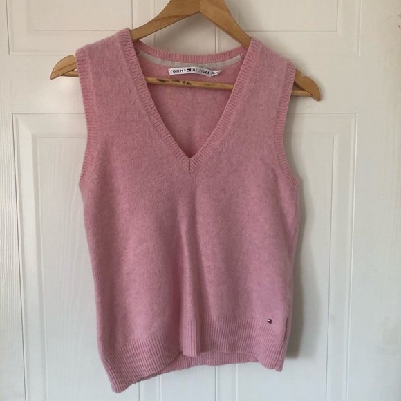 TOMMY HILFIGER Lambswool/Rabbit Hair Pink Sweater Vest - Picture 1 of 8